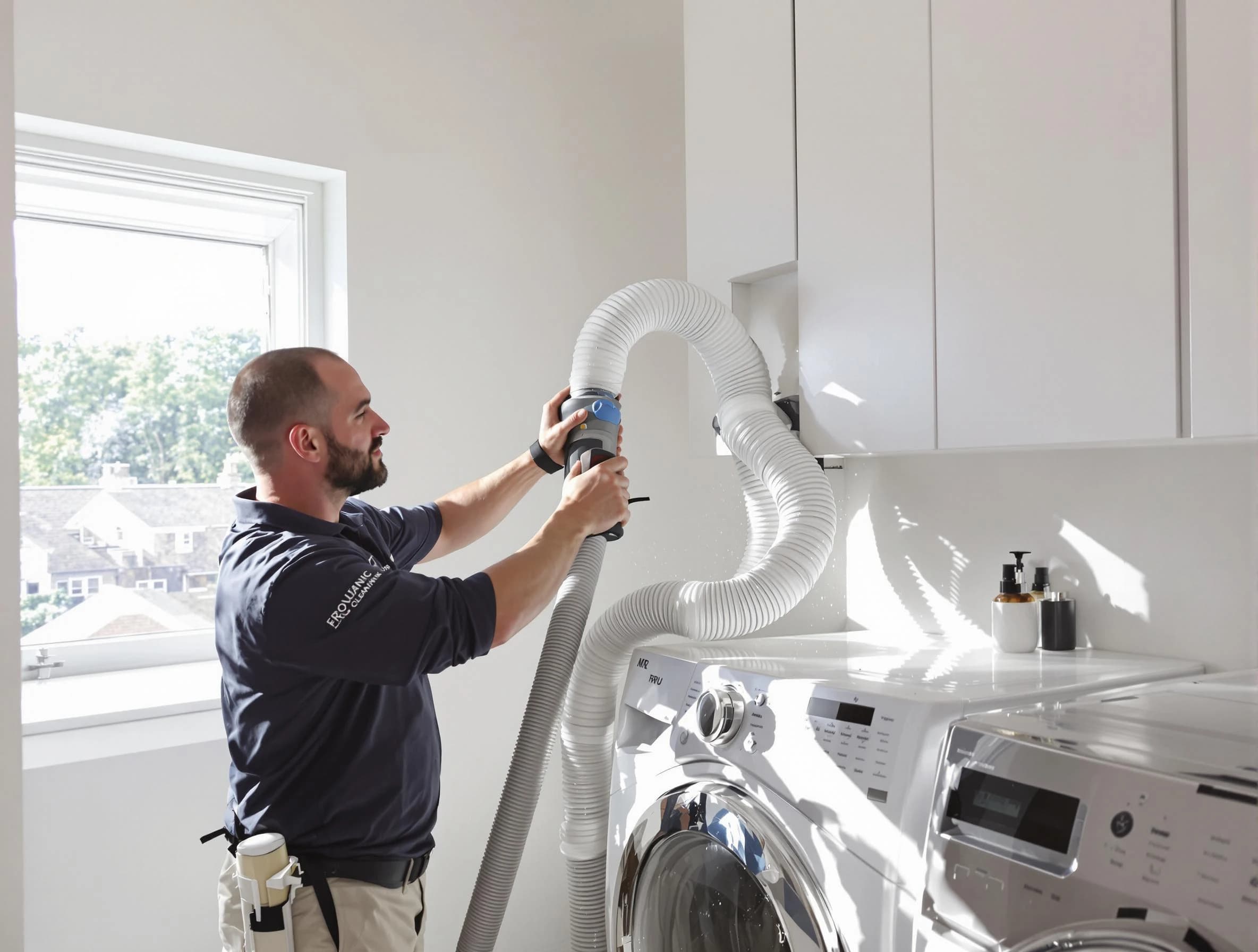 Certified Louisville Dryer Vent Cleaning technician performing dryer vent cleaning in Louisville