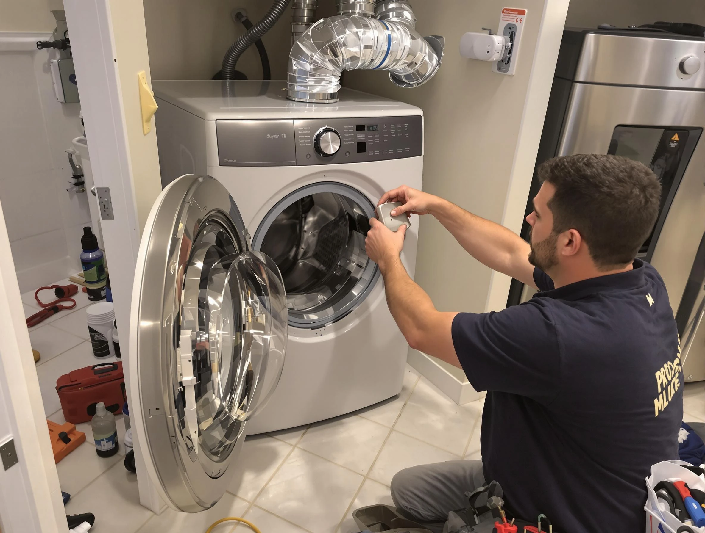 Louisville Dryer Vent Cleaning technician performing precise dryer vent hose installation in Louisville
